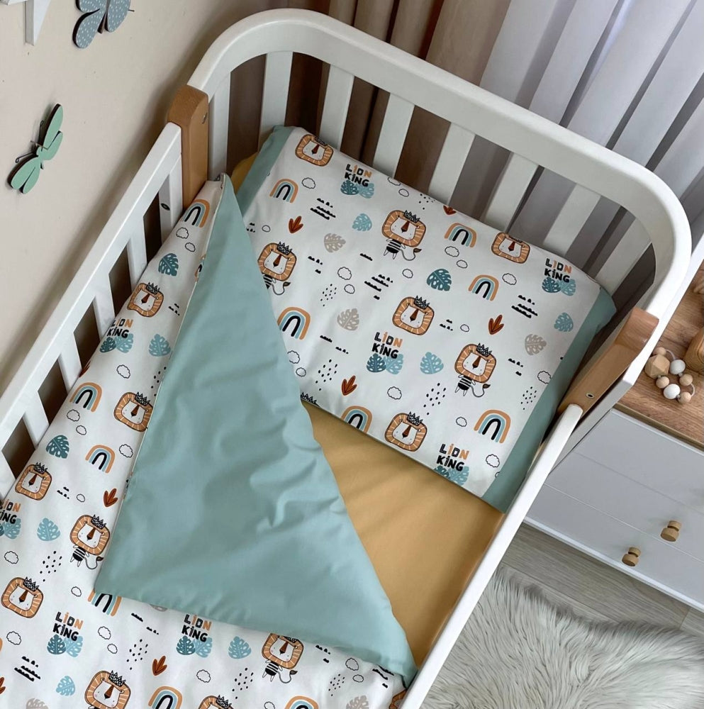 Detská posteľná súprava do postieľky Baby Dream – Levy s dúhami – mätová