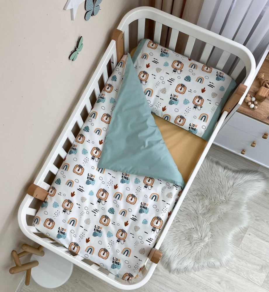 Detská posteľná súprava do postieľky Baby Dream – Levy s dúhami – mätová