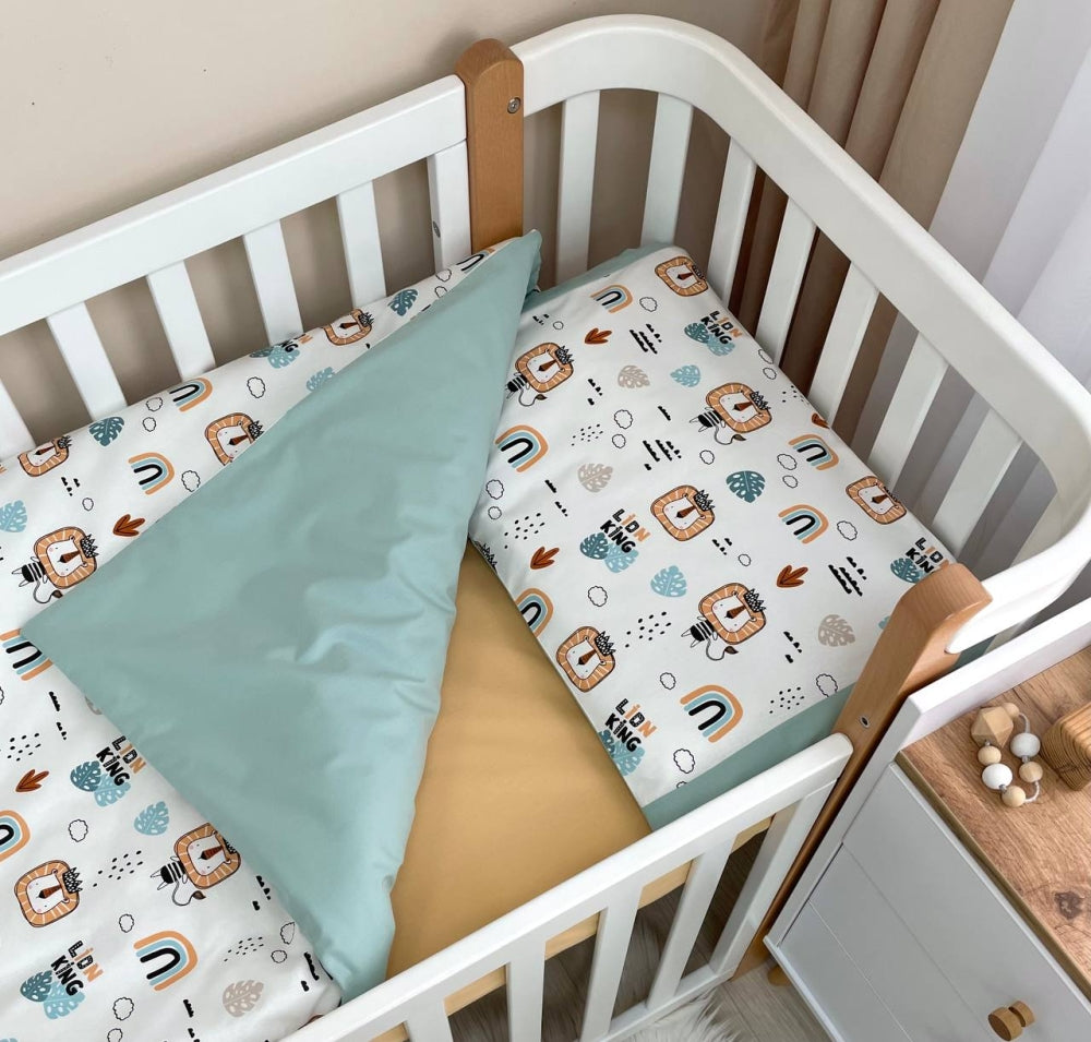 Detská posteľná súprava do postieľky Baby Dream – Levy s dúhami – mätová