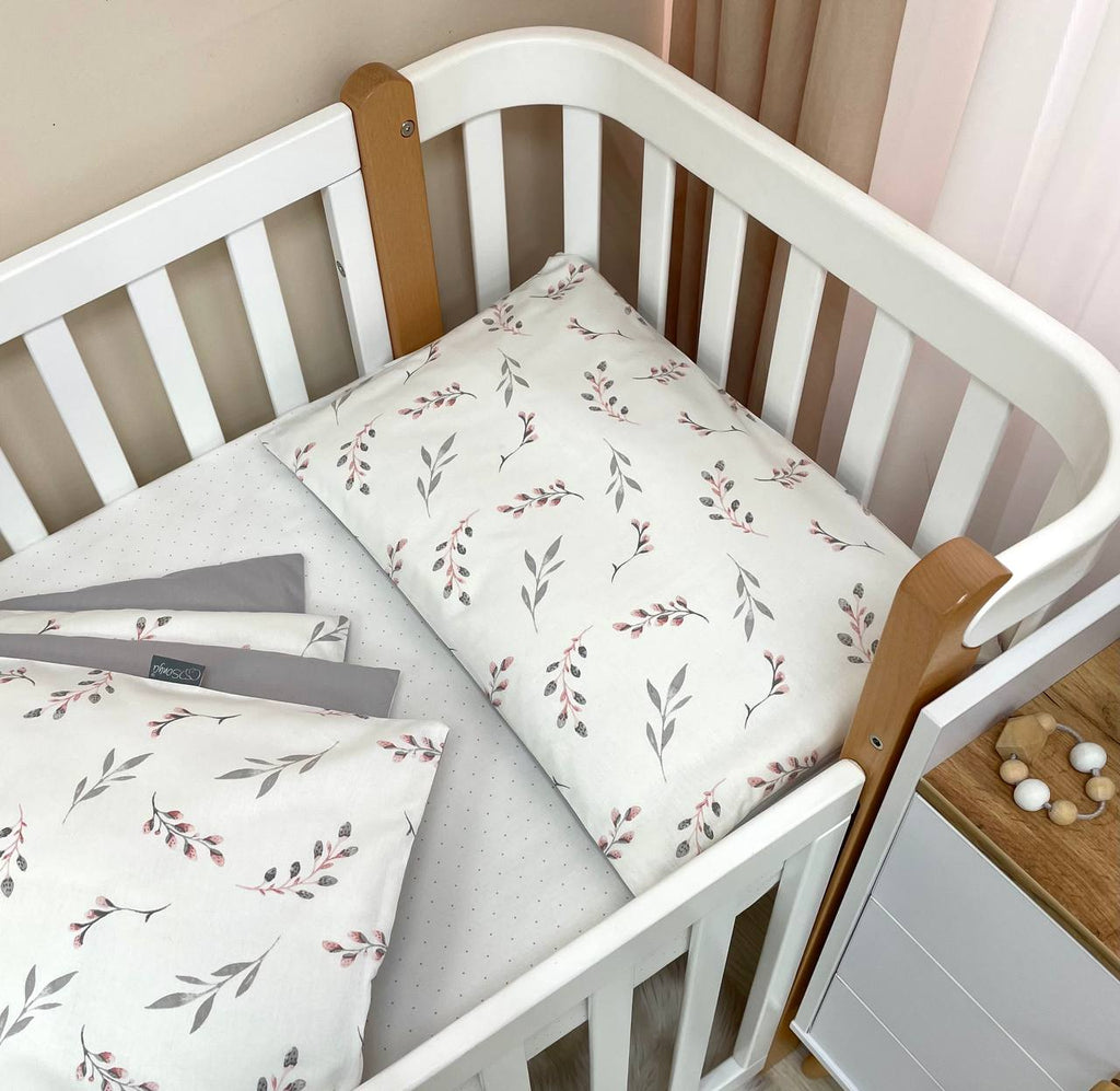Detská posteľná súprava do postieľky Baby Dream – Vetvičky mačiek – púdrová