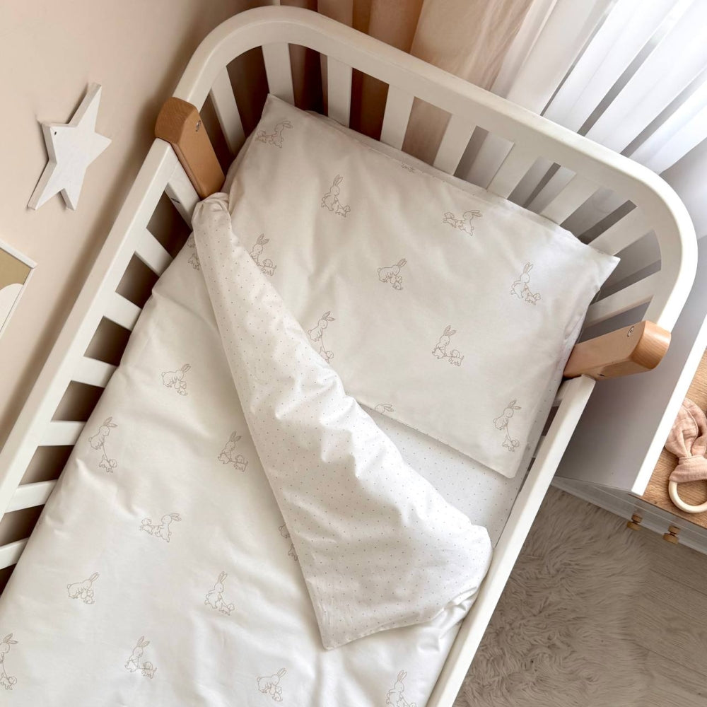 Detská posteľná súprava do postieľky Baby Dream – Zajačik so psíkom béžová