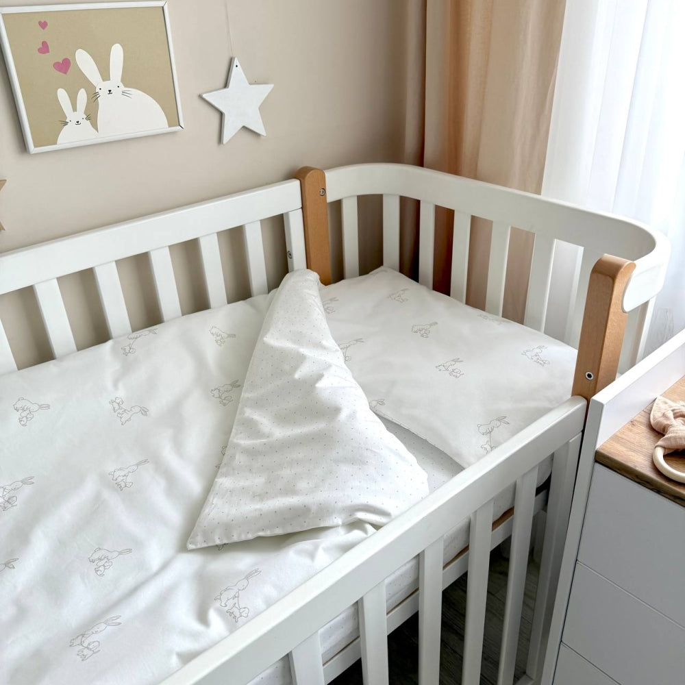 Detská posteľná súprava do postieľky Baby Dream – Zajačik so psíkom béžová
