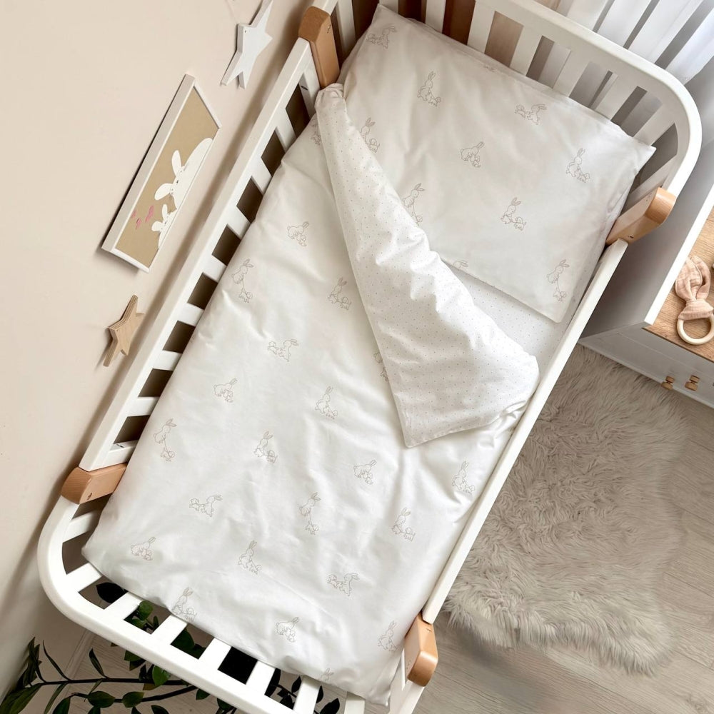 Detská posteľná súprava do postieľky Baby Dream – Zajačik so psíkom béžová