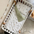 Detská posteľná súprava do postieľky Baby Dream – Autíčka olivová
