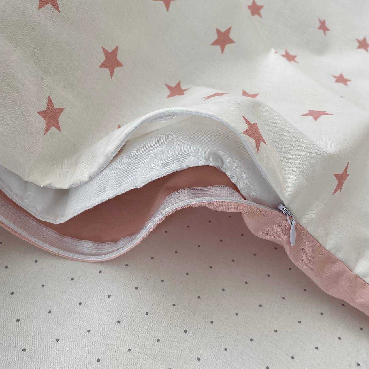 Náhradná posteľná súprava do postieľky Happy Night – Hviezdna obloha púdrová