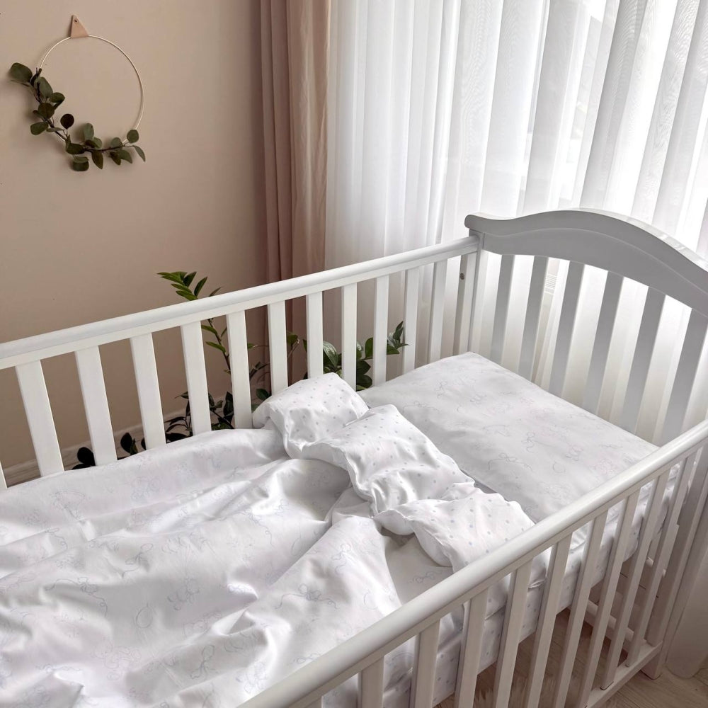 Náhradná saténová posteľná súprava Baby Dear – bledomodrá