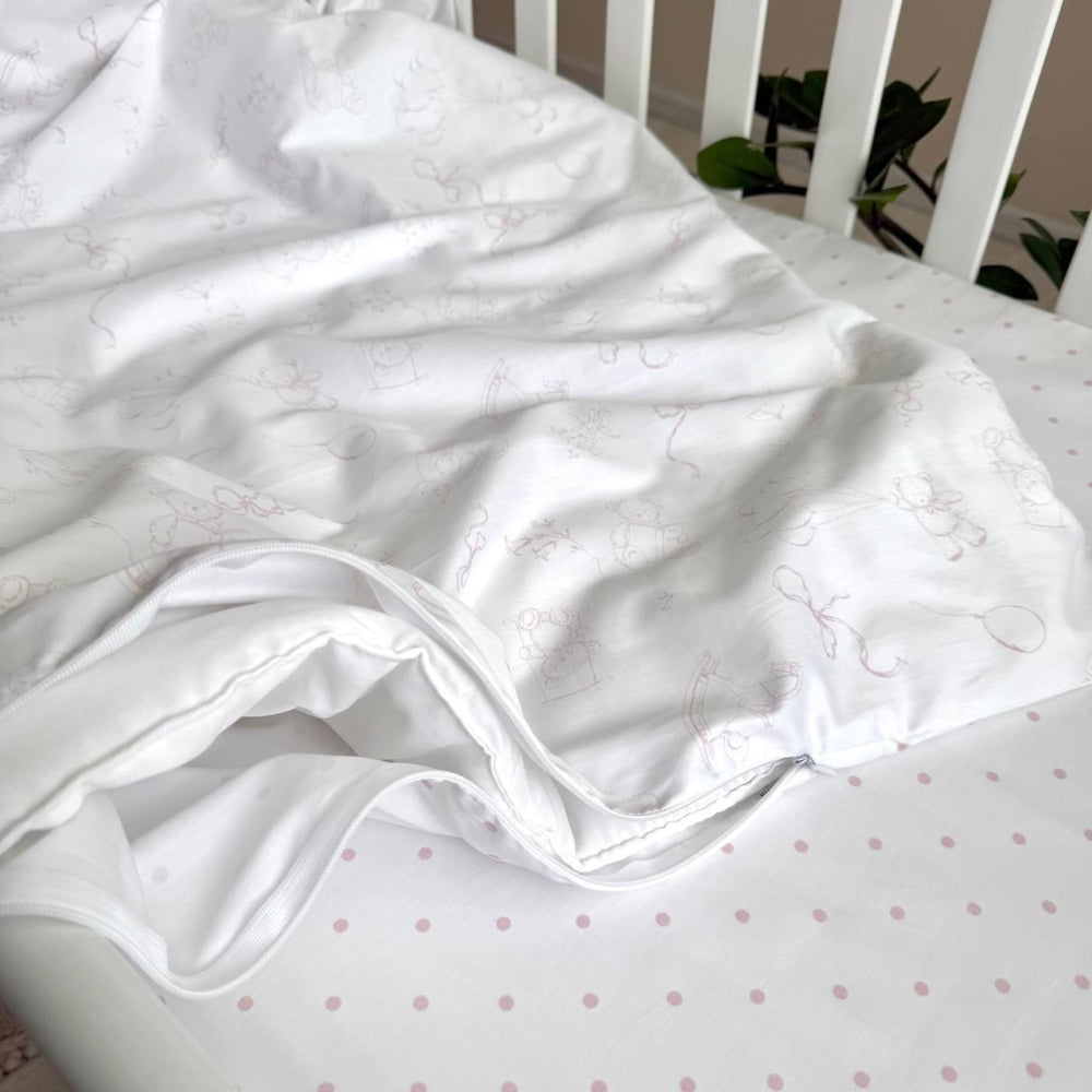 Náhradná saténová posteľná súprava Baby Dear – púdrová