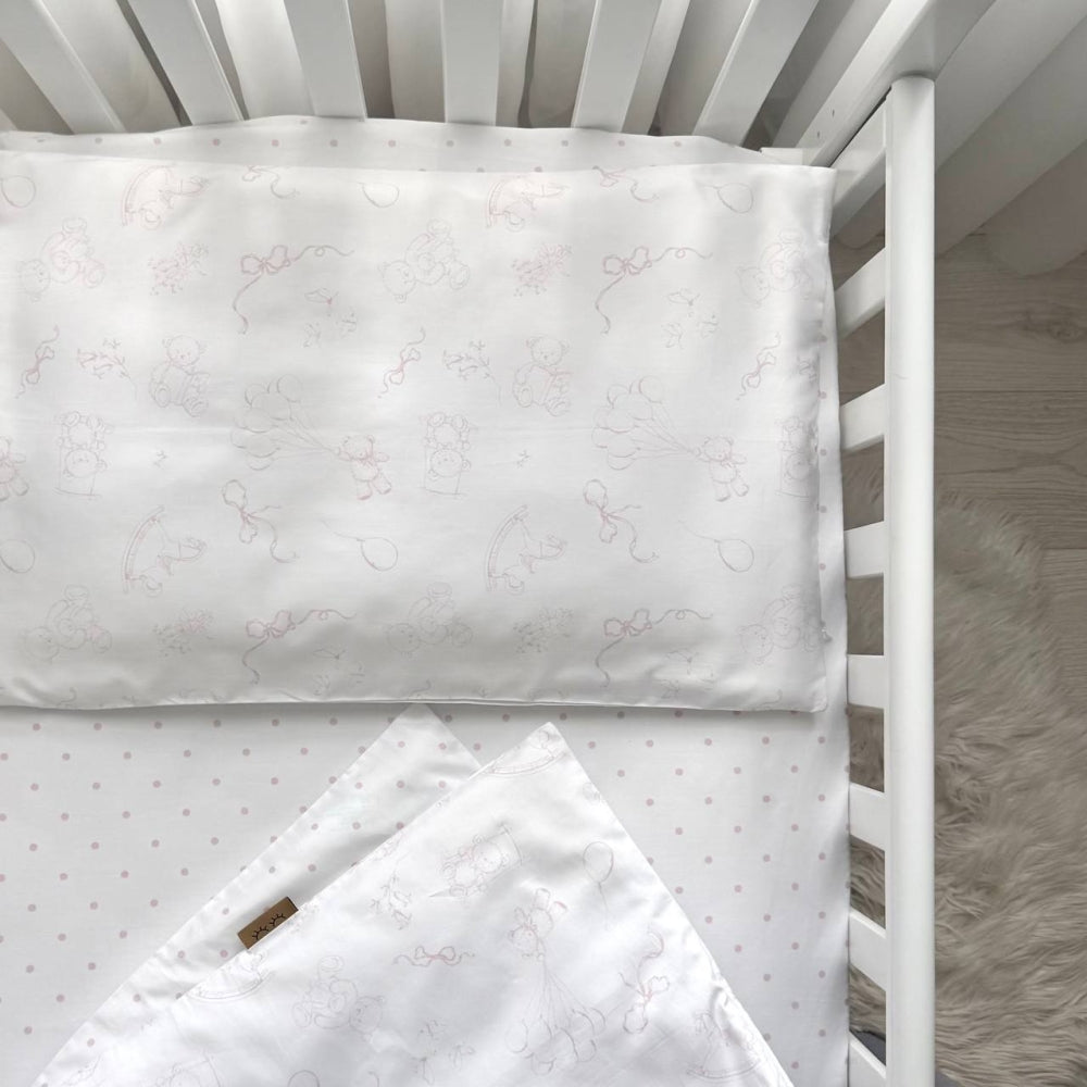 Náhradná saténová posteľná súprava Baby Dear – púdrová