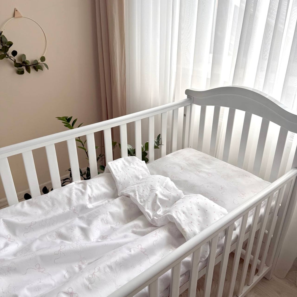 Náhradná saténová posteľná súprava Baby Dear – púdrová