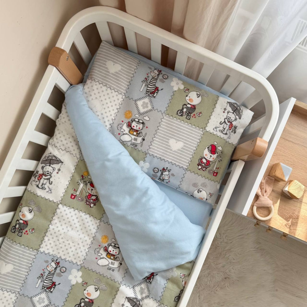 Flanelová posteľná súprava do postieľky Náhradná posteľná bielizeň z flanelu Patchwork