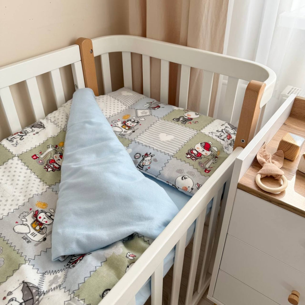 Flanelová posteľná súprava do postieľky Náhradná posteľná bielizeň z flanelu Patchwork
