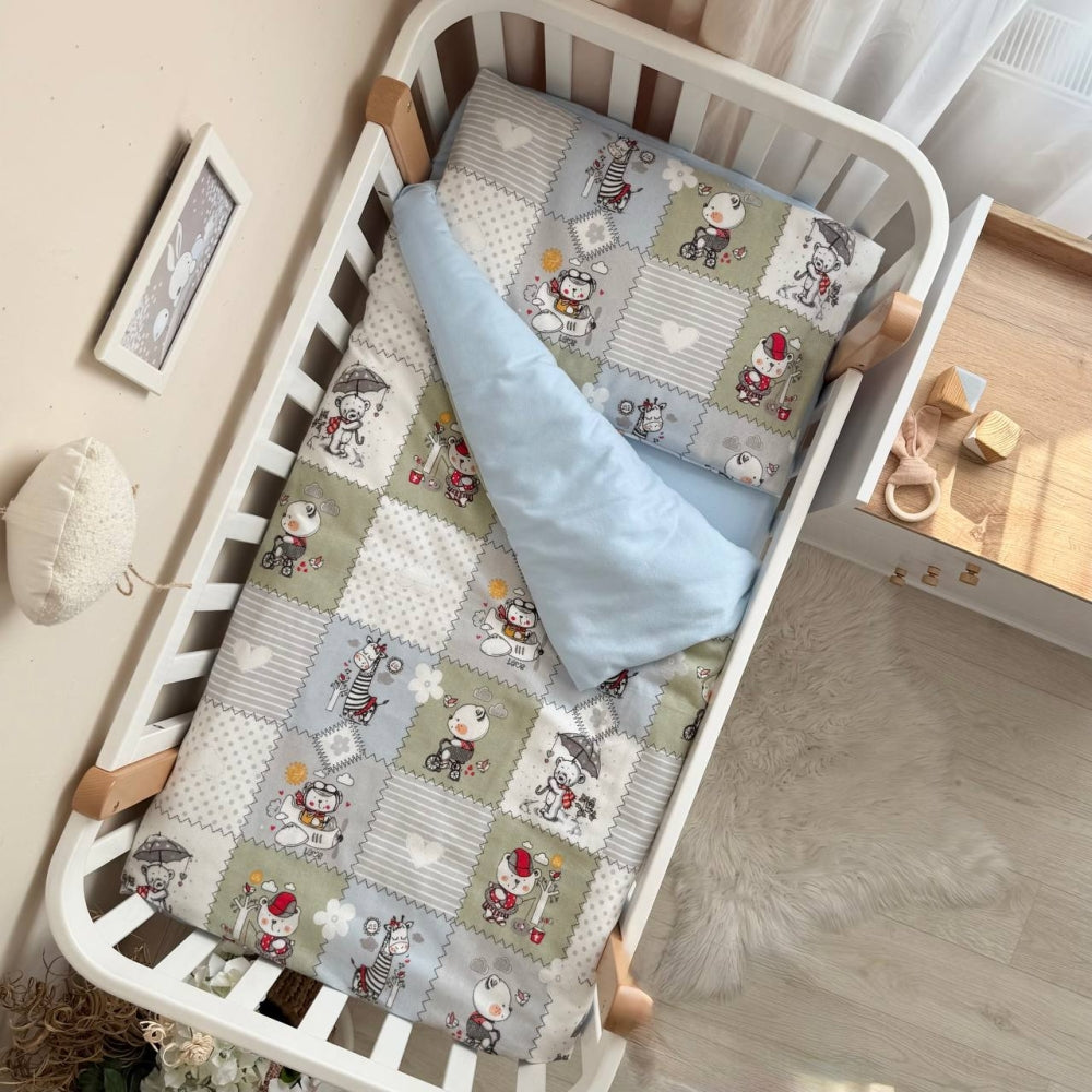 Flanelová posteľná súprava do postieľky Náhradná posteľná bielizeň z flanelu Patchwork