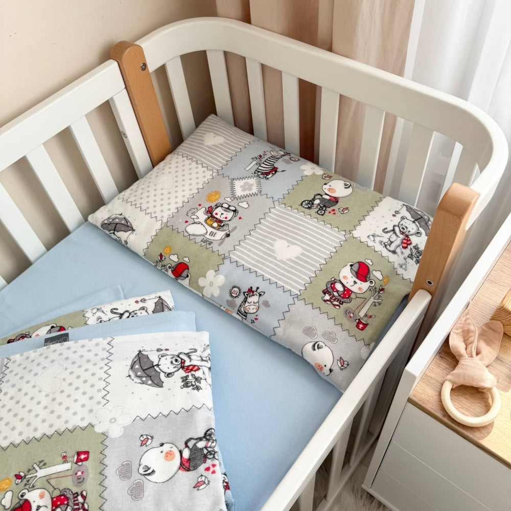 Flanelová posteľná súprava do postieľky Náhradná posteľná bielizeň z flanelu Patchwork