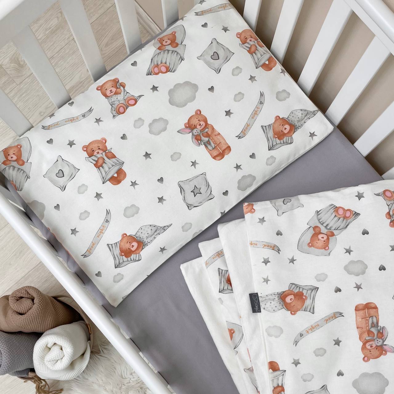 Flanelová posteľná súprava do postieľky Teddy – so zajačikom