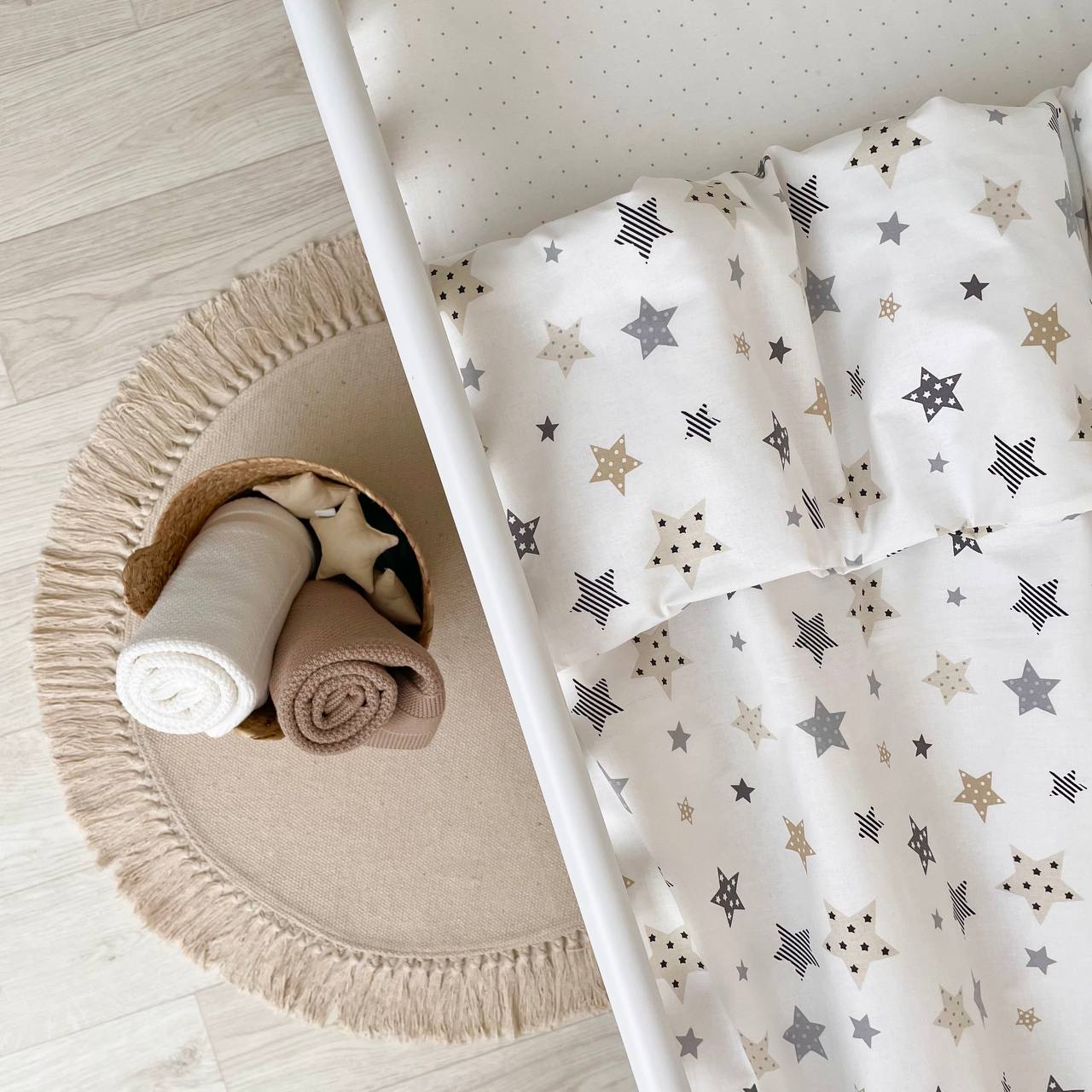 Obliečka na paplón do postieľky 90 × 110 cm Stars béžová