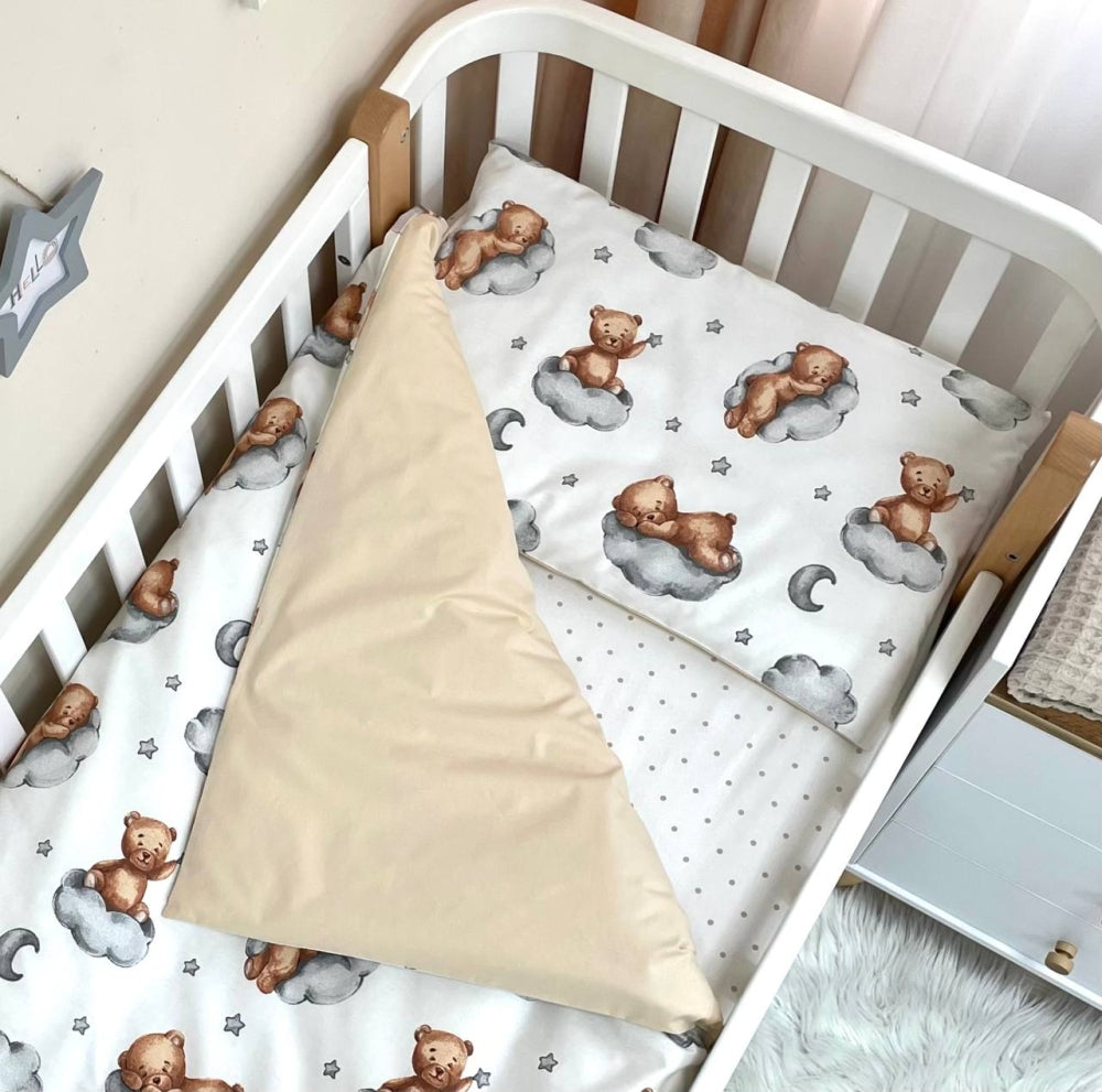 Bavlnená posteľná súprava do postieľky Baby Mix – Teddy béžová