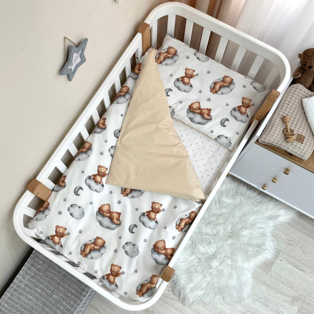Bavlnená posteľná súprava do postieľky Baby Mix – Teddy béžová