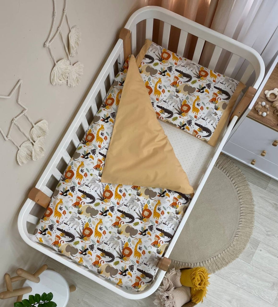 Bavlnená posteľná súprava do postieľky Baby Mix – Africké zvieratká