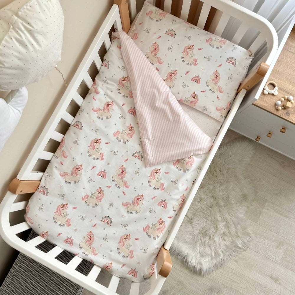 Bavlnená posteľná súprava do postieľky Baby Mix – Jednorožce