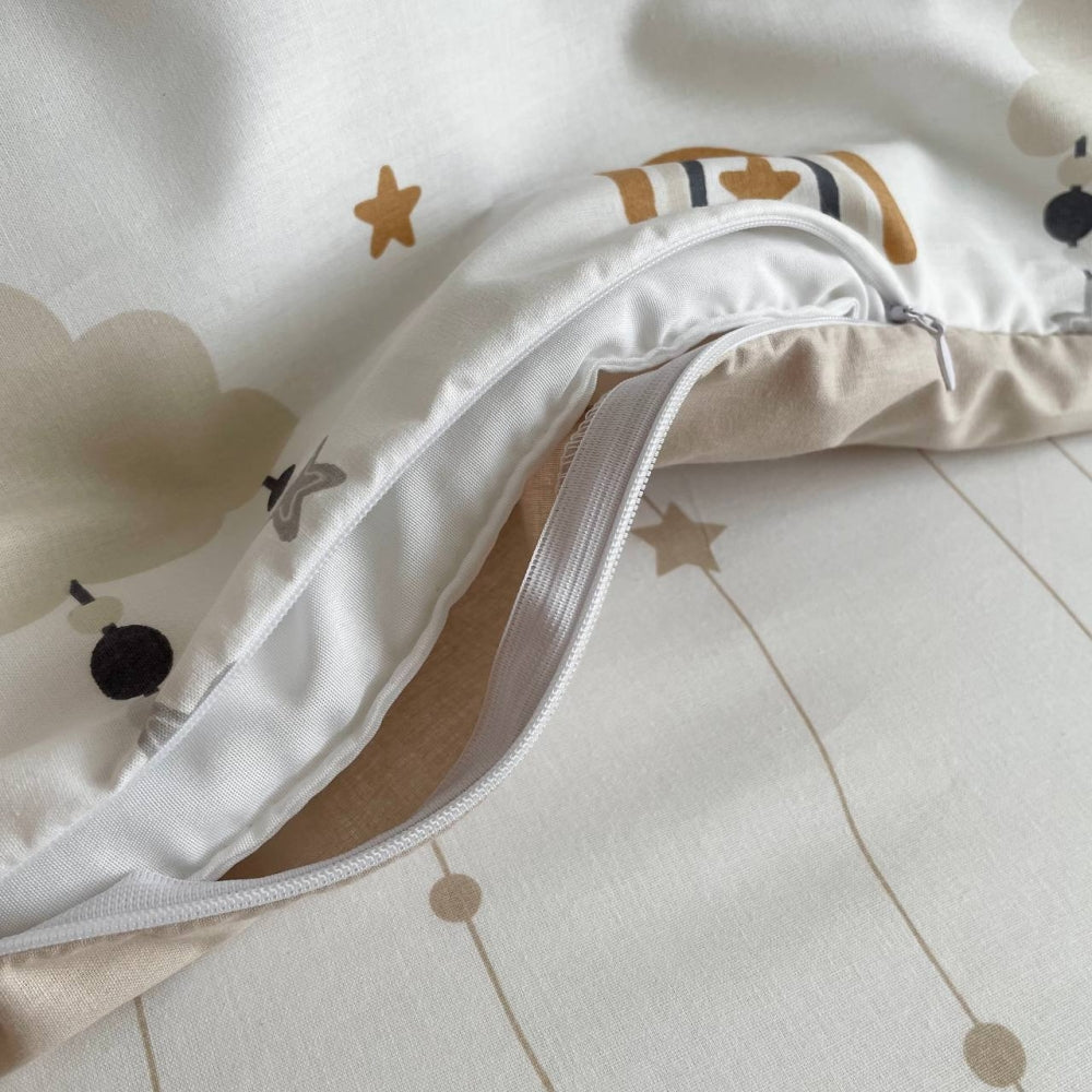 Bavlnená posteľná súprava do postieľky Baby Mix – Obláčik s hviezdičkami béžová