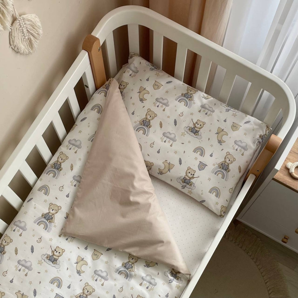 Bavlnená posteľná súprava do postieľky Baby Mix – Medvedík boy modrá