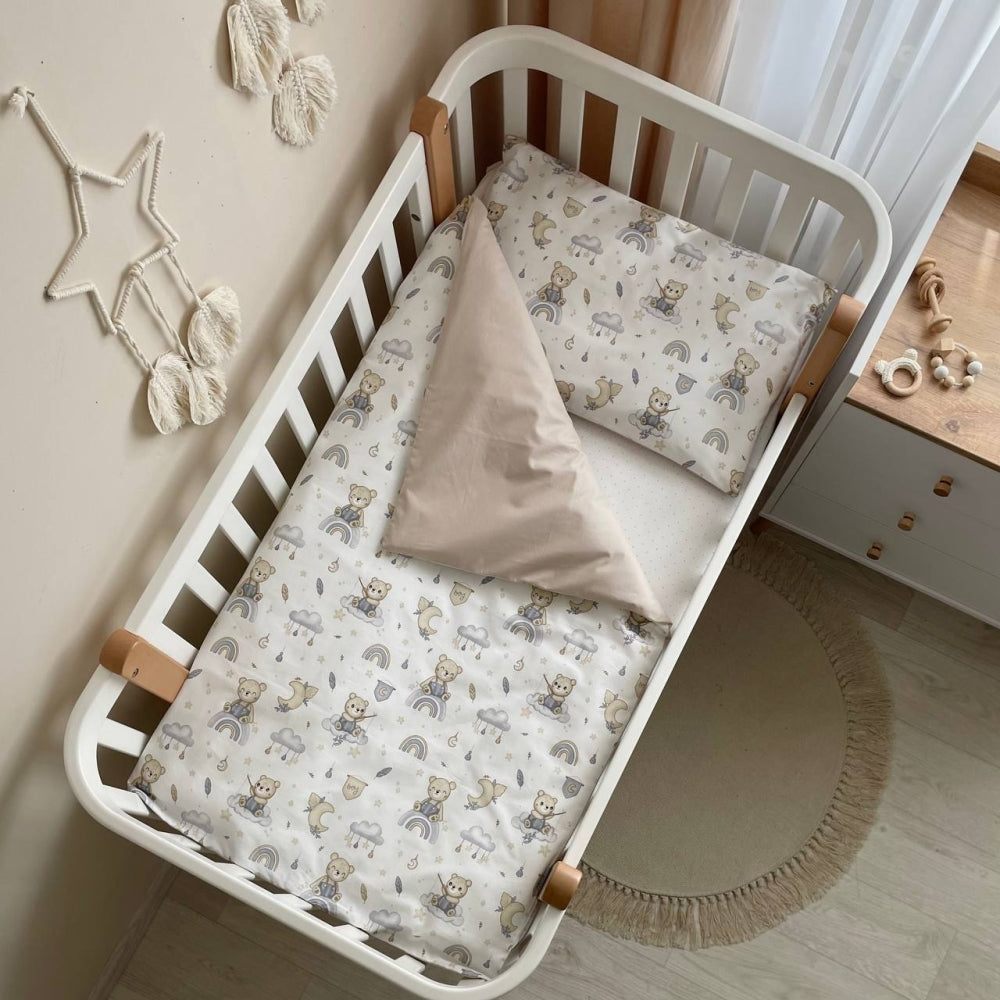 Bavlnená posteľná súprava do postieľky Baby Mix – Medvedík boy modrá