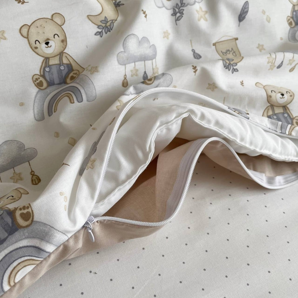 Bavlnená posteľná súprava do postieľky Baby Mix – Medvedík boy modrá