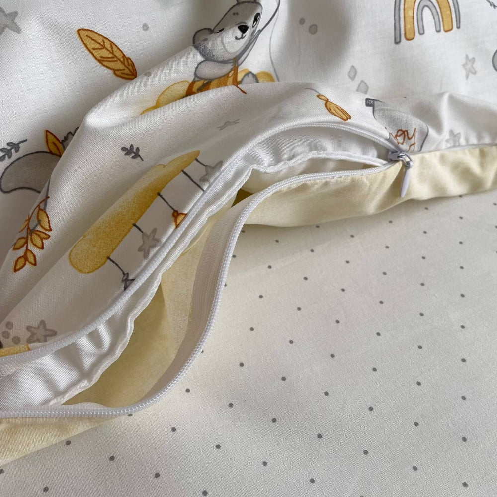 Bavlnená posteľná súprava do postieľky Baby Mix – Medvedík boy žltý