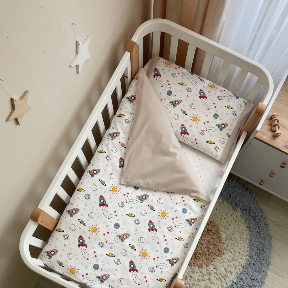 Bavlnená posteľná súprava do postieľky Baby Mix – Rakety