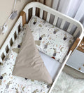 Bavlnená posteľná súprava do postieľky Baby Mix – Zajačiky na rebríku béžová