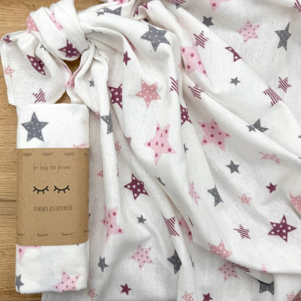 Flanelová plienka pre bábätko púdrové hviezdy (Stars)
