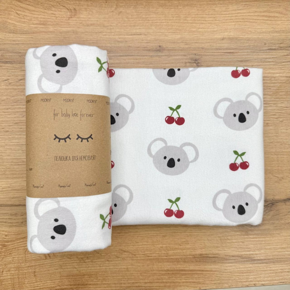 Flanelová plienka pre bábätko koala s čerešňou