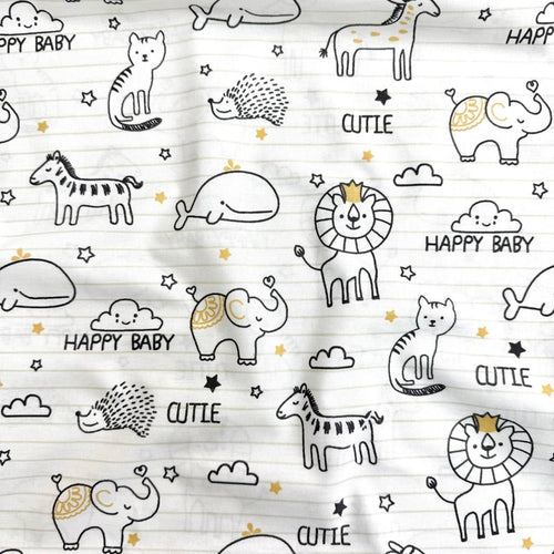 Bavlnená látková plienka Animals žltá