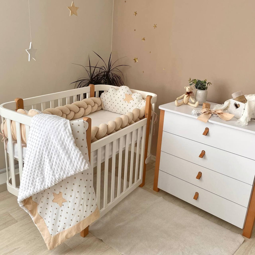 Komplet do detskej postieľky Kolekcia č. 7 – Béžová s obláčikmi