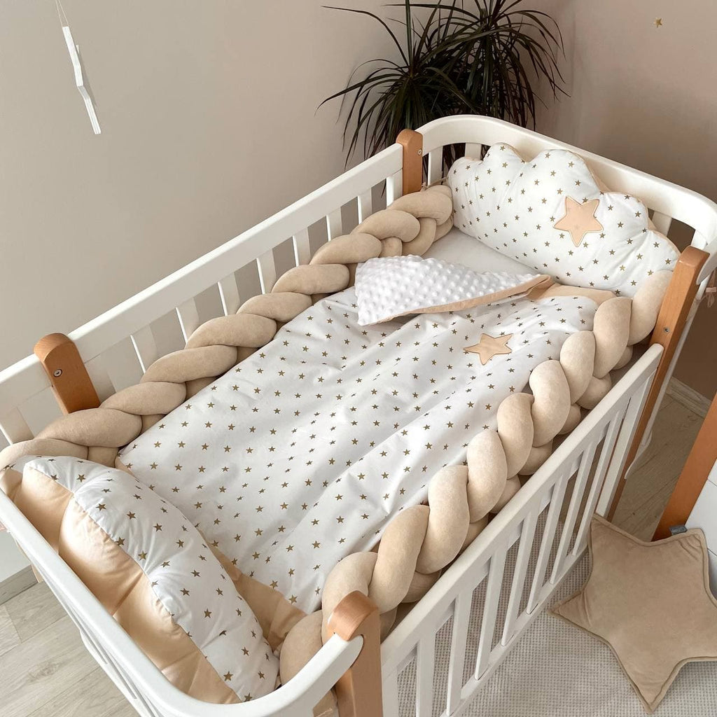 Komplet do detskej postieľky Kolekcia č. 7 – Béžová s obláčikmi