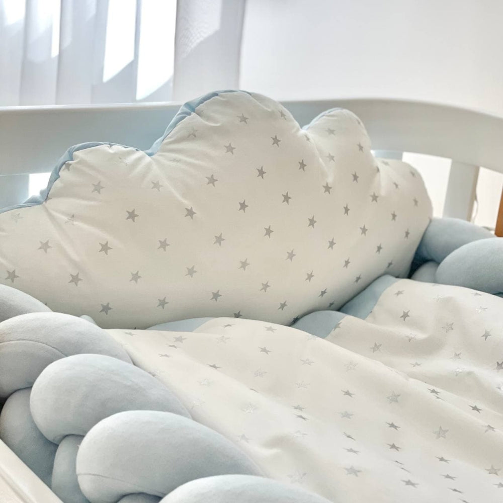 Komplet do detskej postieľky Kolekcia č. 7 – Modrá s obláčikmi