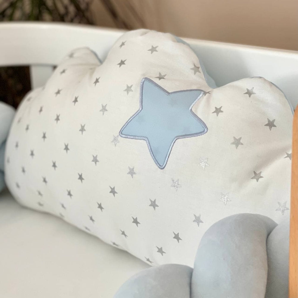 Komplet do detskej postieľky Kolekcia č. 7 – Modrá s obláčikmi