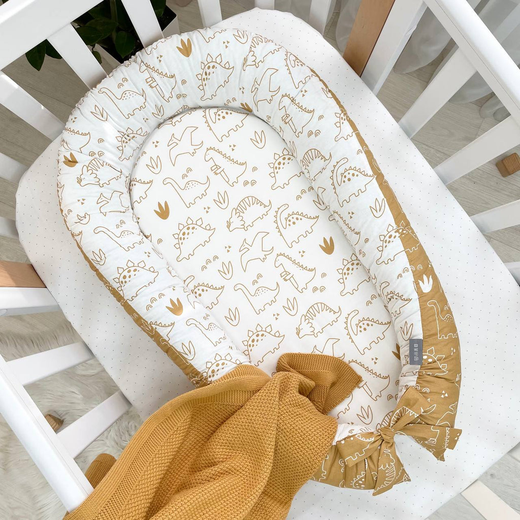 Hniezdo pre bábätko Baby Design – Dino horčicové