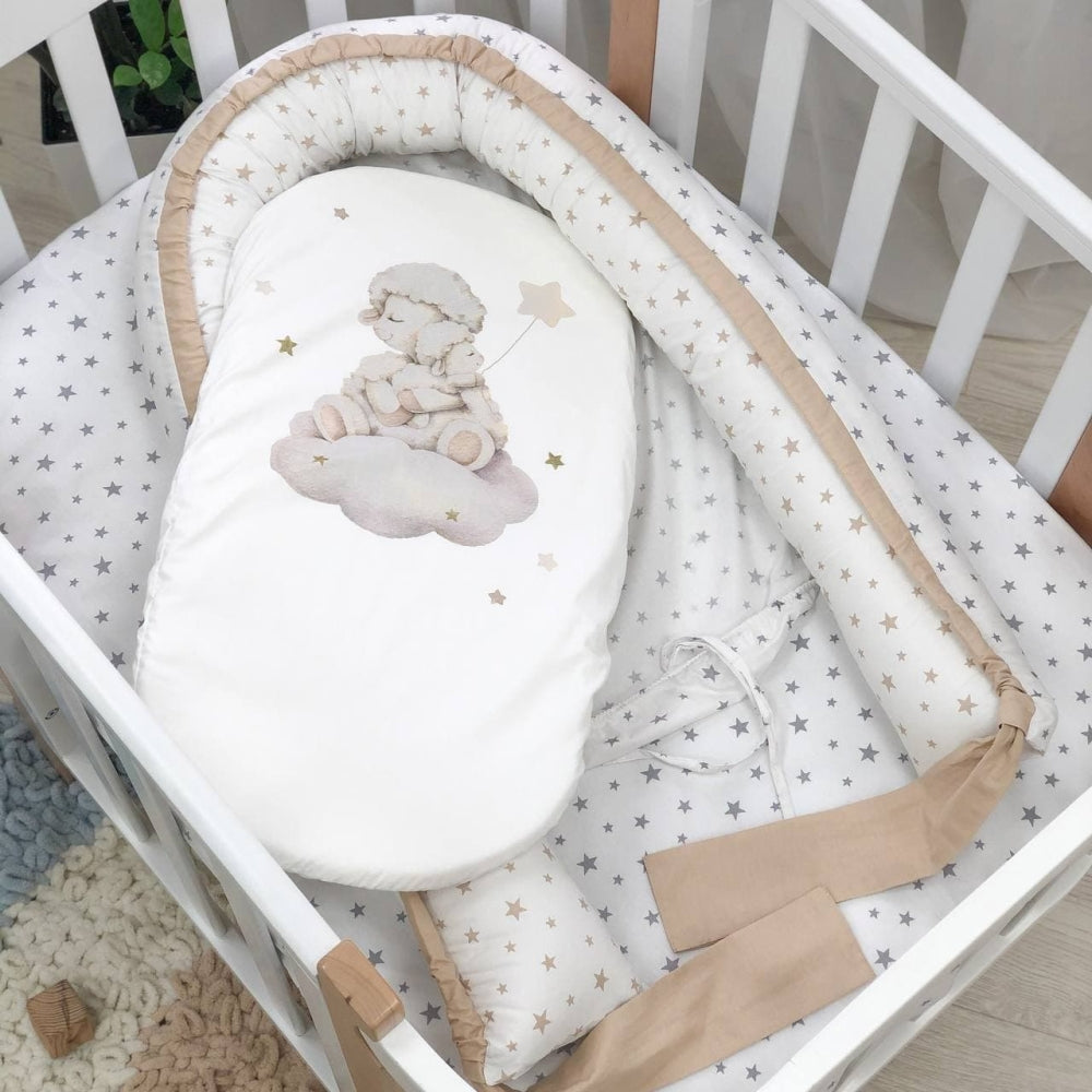 Detské hniezdo pre bábätko Kolekcia č. 6 – detské baránky béžové