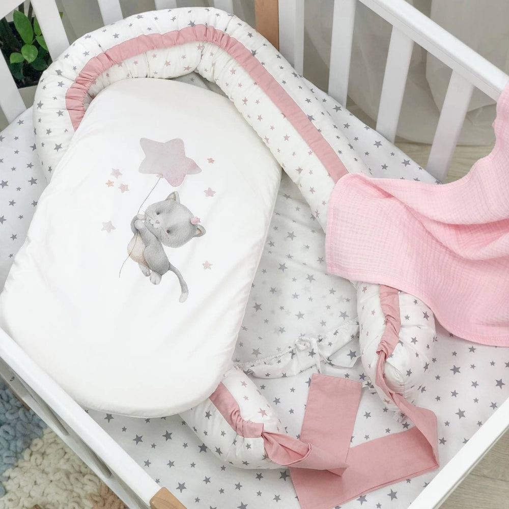 Detské hniezdo pre bábätko Kolekcia č. 6 – detské mačičky púdrové