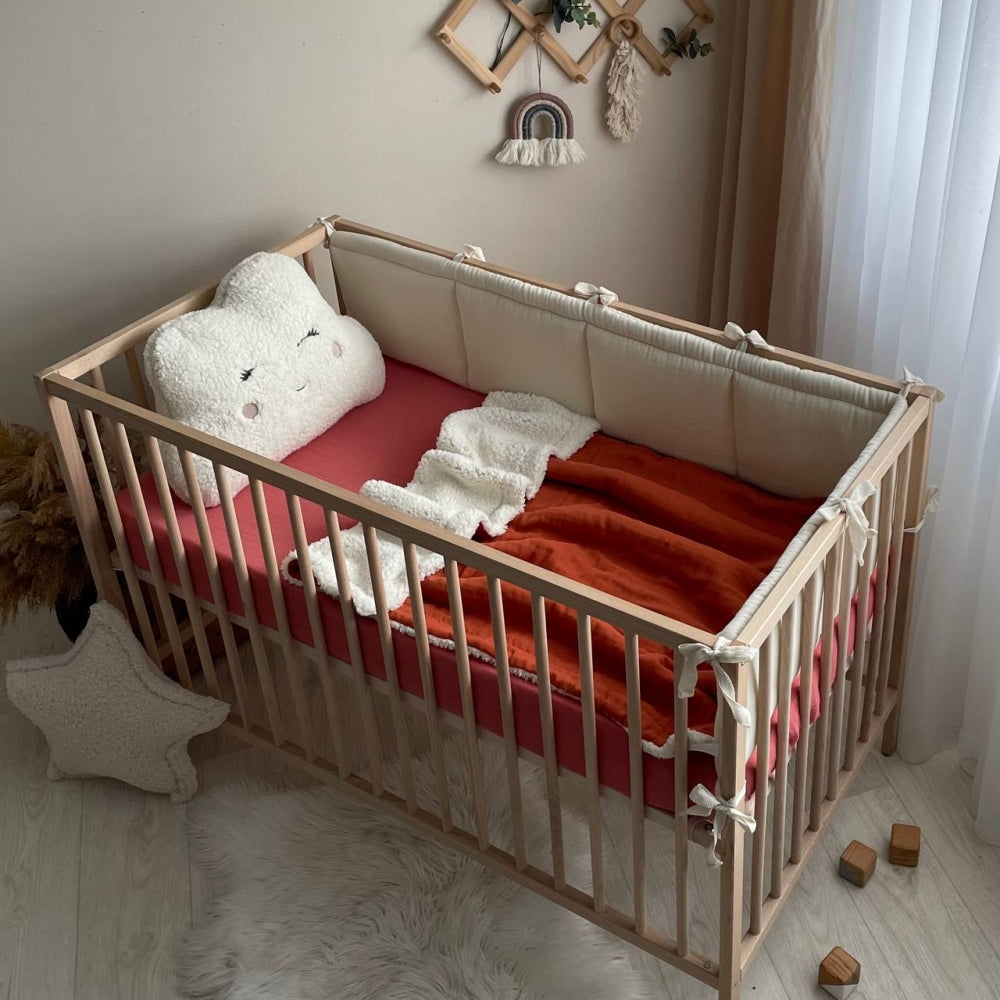 Mušelínová plachta do postieľky 120 × 60 cm – terakotová
