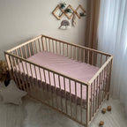 Mušelínová plachta do postieľky 120 × 60 cm – púdrová