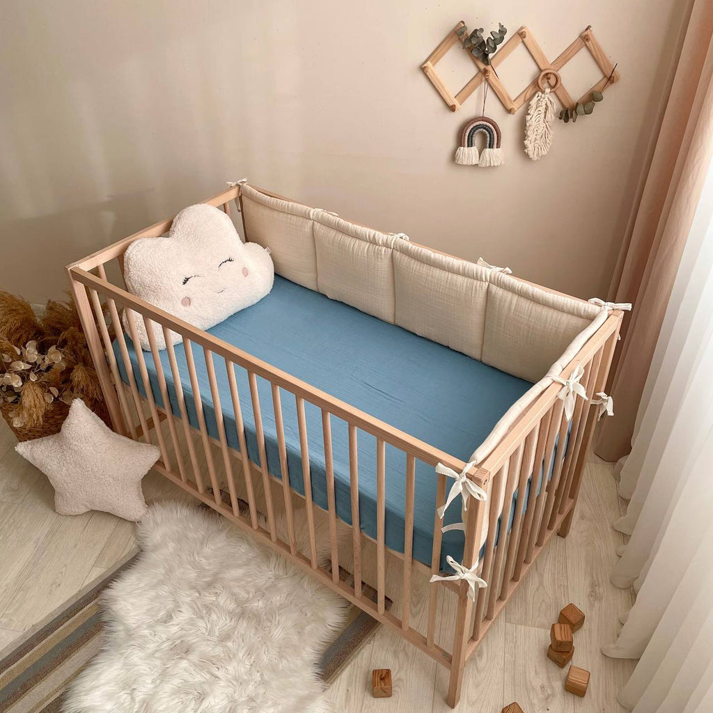 Mušelínová plachta do postieľky 120 × 60 cm – akvamarínová