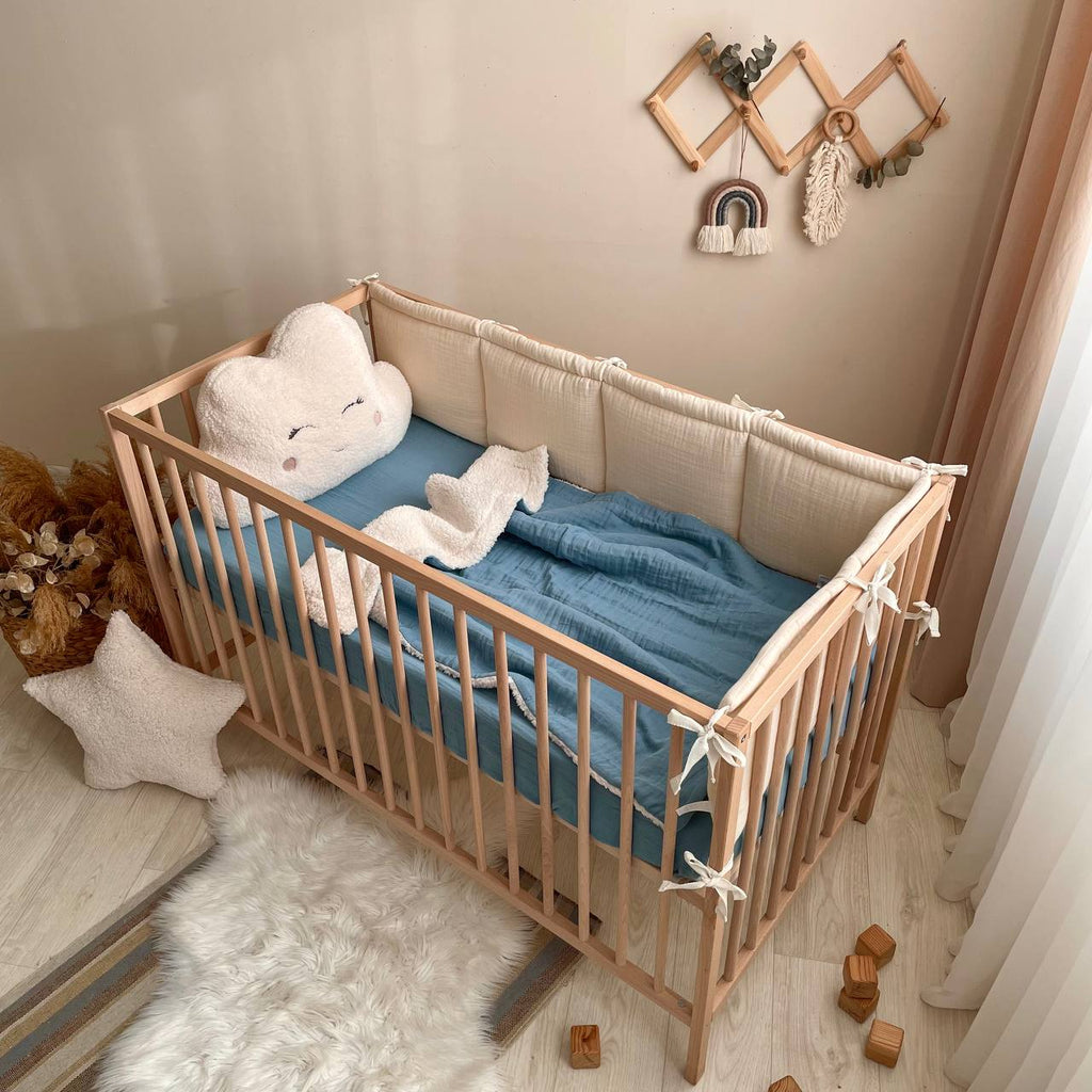 Mušelínová plachta do postieľky 120 × 60 cm – akvamarínová