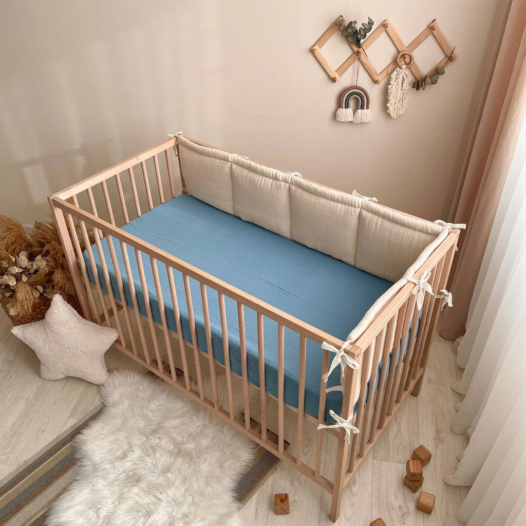Mušelínová plachta do postieľky 120 × 60 cm – akvamarínová
