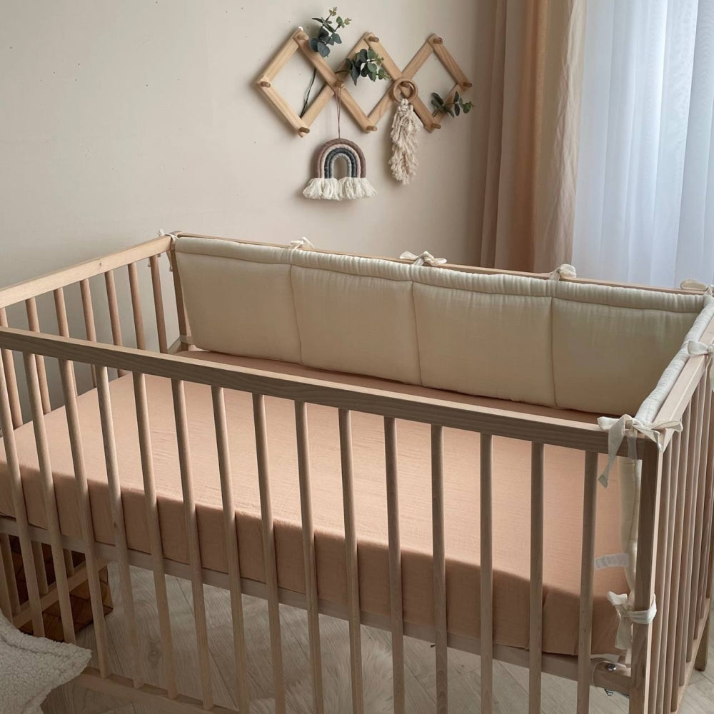Mušelínová plachta do postieľky 120 × 60 cm – béžová