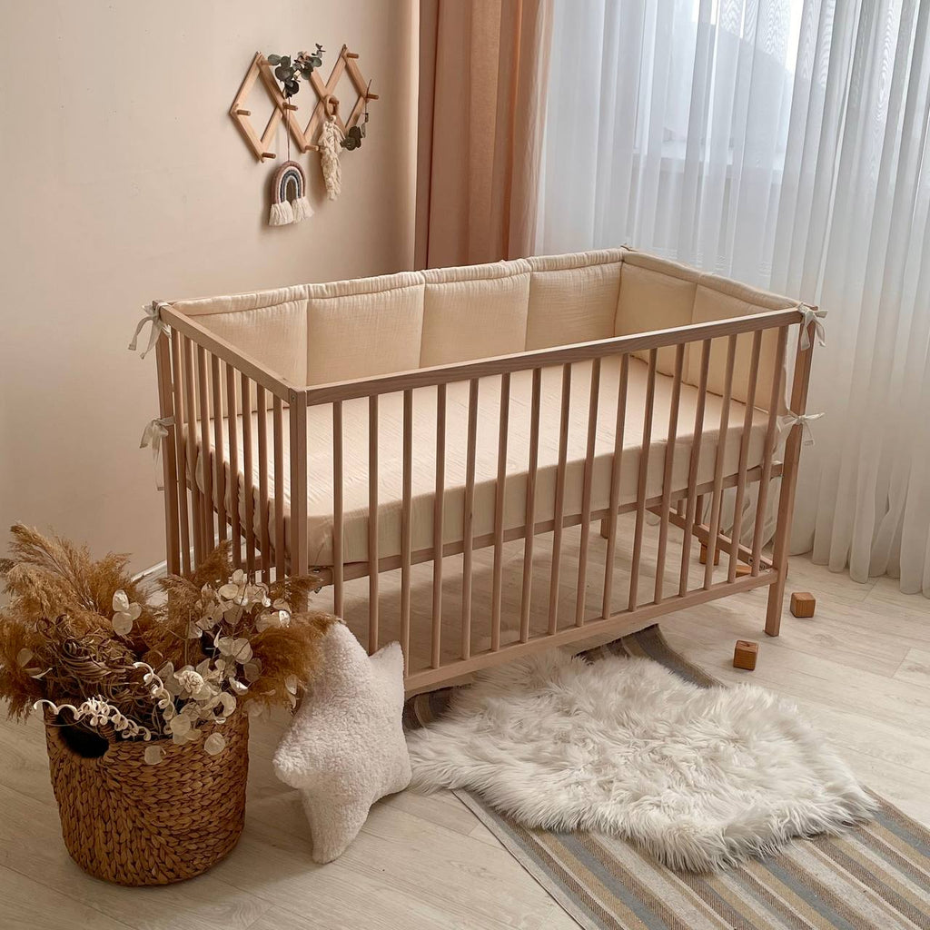 Mušelínový mantinel na 2 strany postieľky BB č. 10 krémový
