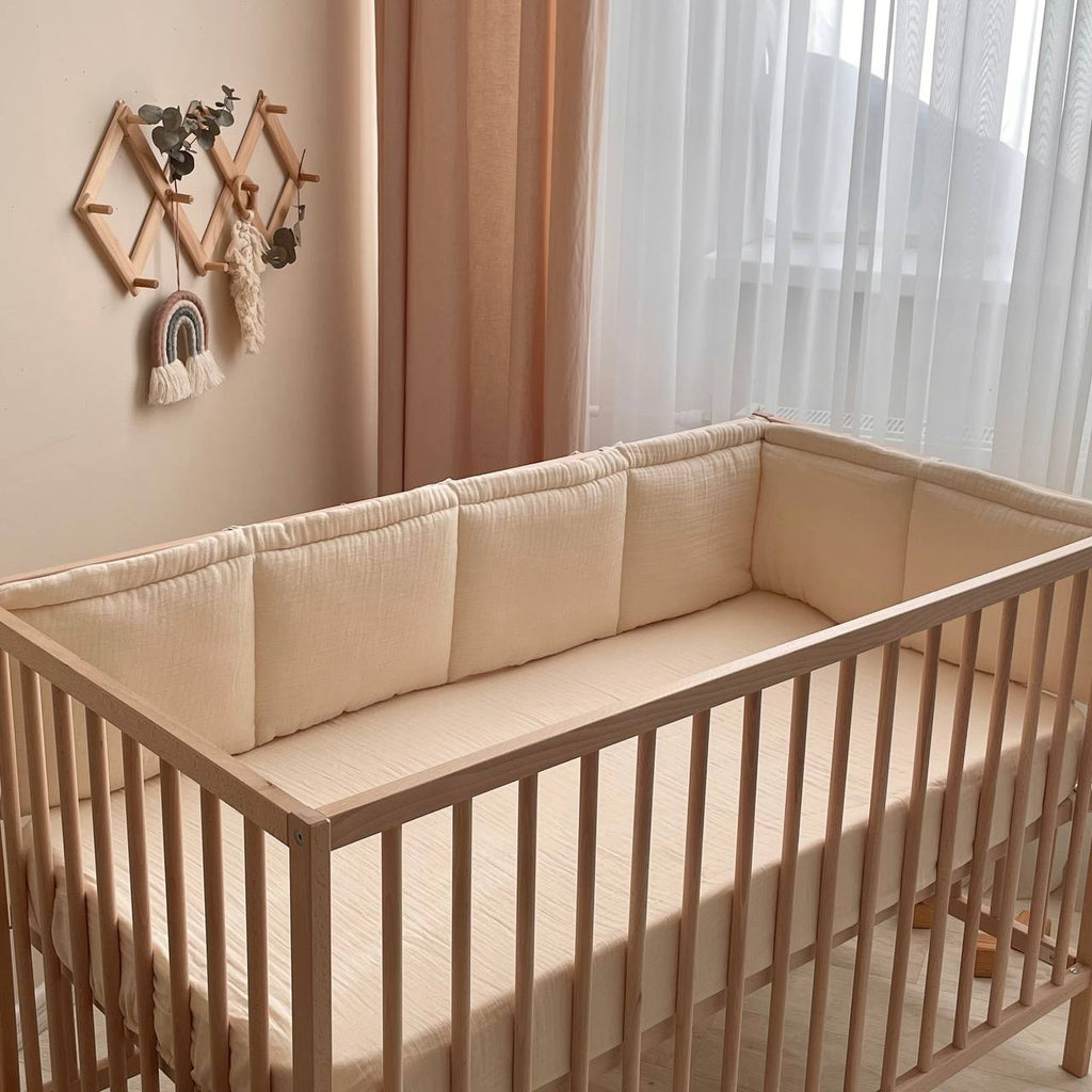 Mušelínový mantinel na 2 strany postieľky BB č. 10 krémový
