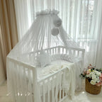 Baldachýn nad postieľku s brmbolcami Soft – biely