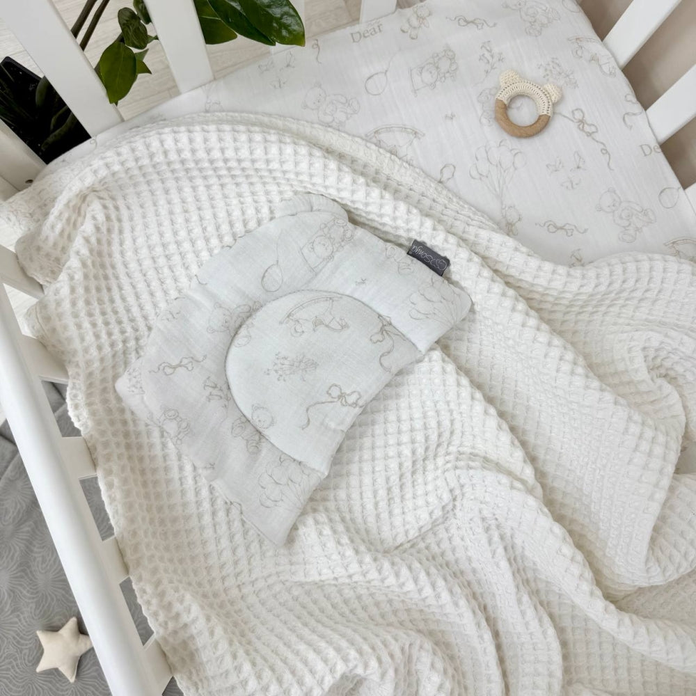 Mušelínový vankúš s uškami Baby Dear – béžový